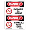 Signmission OSHA Danger Sign, 18" Height, Aluminum, Flammable No Smoking Bilingual, 1218-VF-1824 OS-DS-A-1218-VF-1824